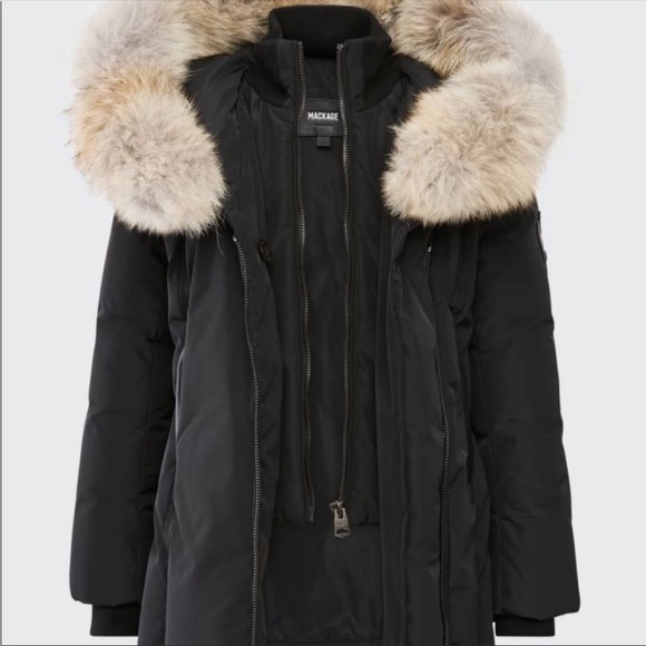 MACKAGE Girl's Leelee Fur-Trim Down Black Jacket/Coat, Removable Fur, Size 12 - Picture 9 of 9